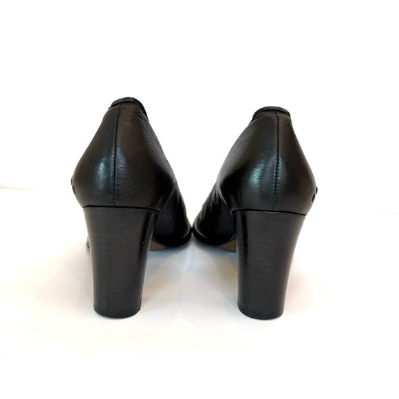 Accessoire Diffusion Paris Black Leather Block Heel Studded Pumps EU 37.5 US 7 - Picture 6 of 13